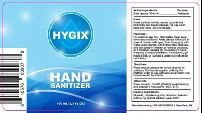 Hygix Hand Sanitizer (Hygix Hand Sanitizer Label)